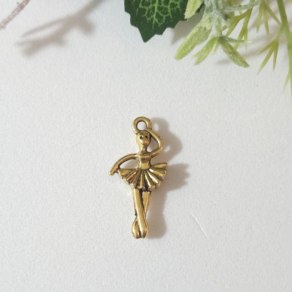Gold Plated Ballerina Girl Charm or Pendant Jewelry Making